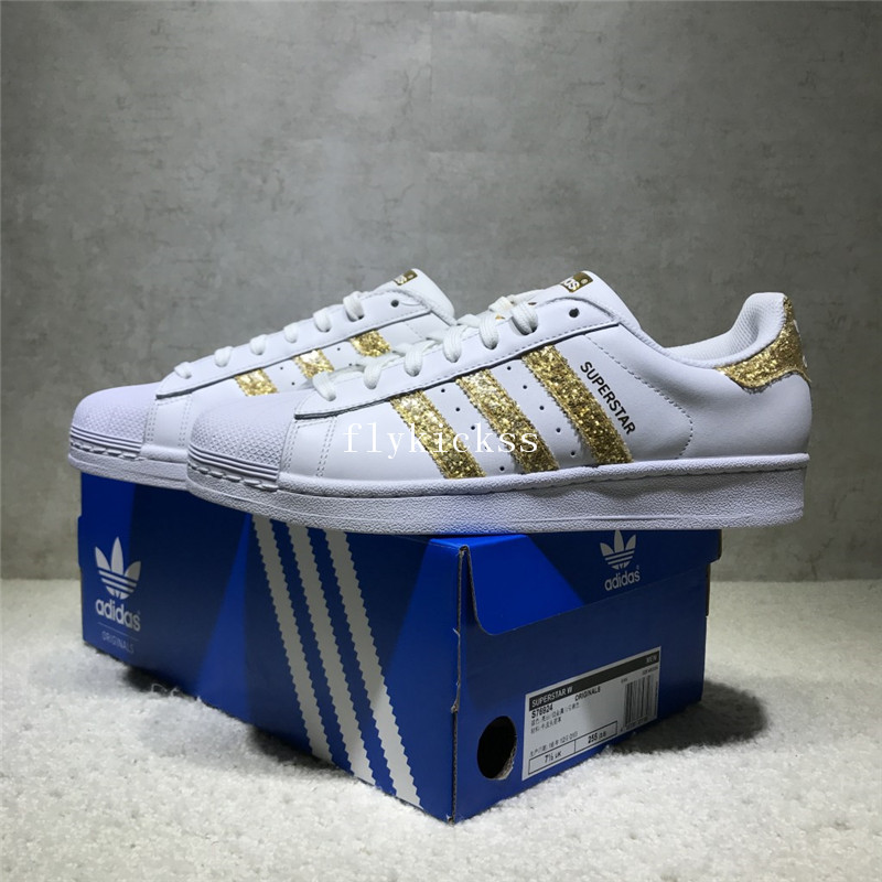 Adidas Superstar White Golden Strips S76924